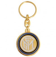 Portachiavi in metallo dorato smaltato logo Inter